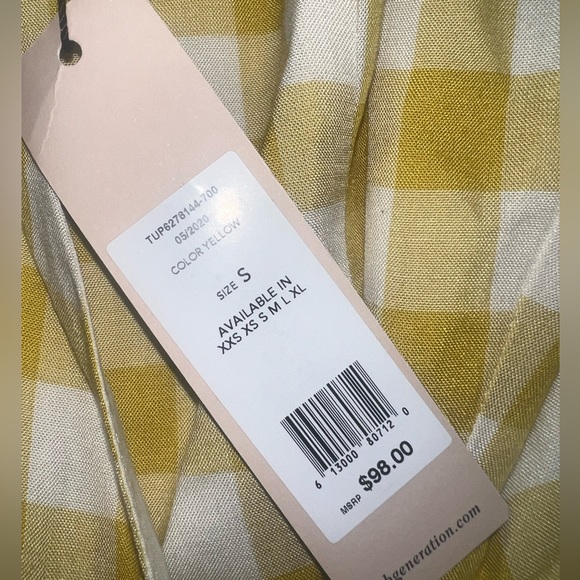 BCBGeneration Yellow Gingham V-Neck Wrap Dress Size Small NWT - Picture 7 of 9